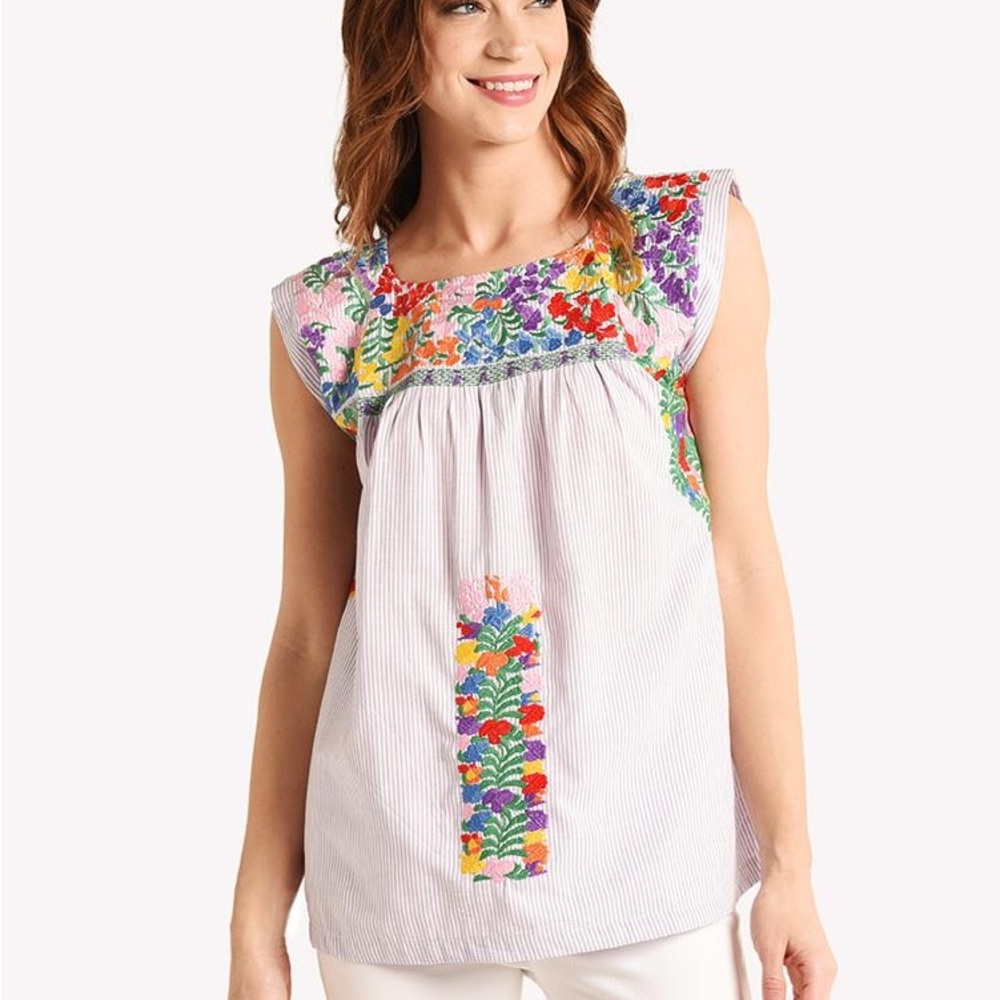 J. Marie Floral Embroidered Women's Top